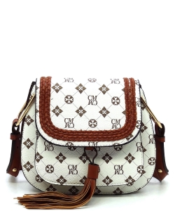 CM Monogram Tassel Saddle Crossbody Bag CM2767 IVORY